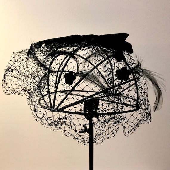 Vintage 1950/1960 Black Velvet Fascinator - Etsy