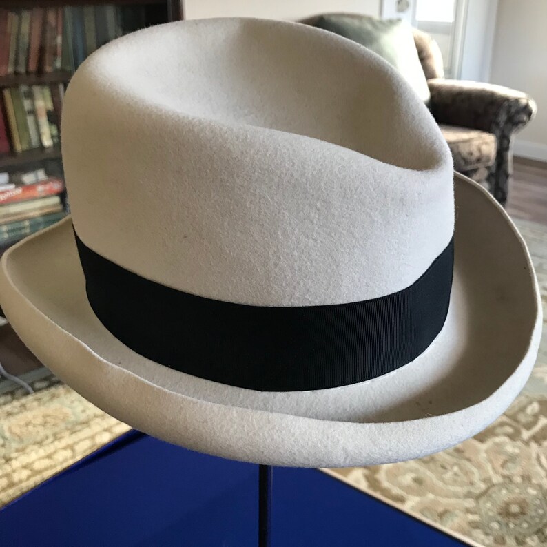 1950 Mens Cream Fedora Hat Etsy