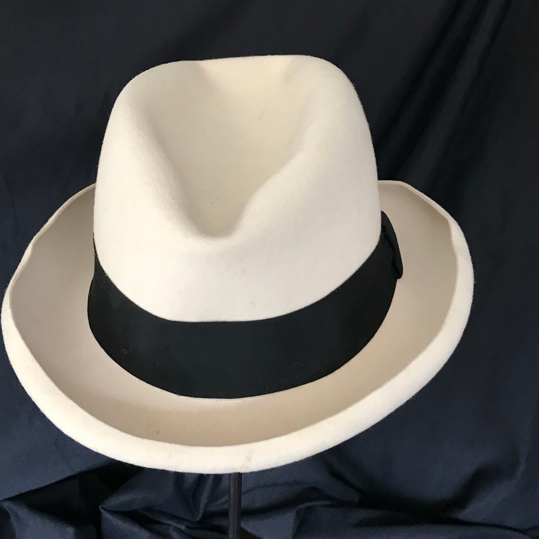 1950 Mens Cream Fedora Hat Etsy