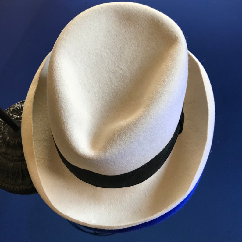 1950 Mens Cream Fedora Hat Etsy