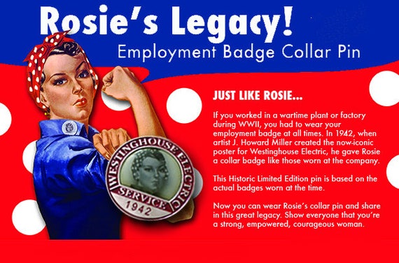 rosie the riveter collar pin rosie the riveter employment pin etsy