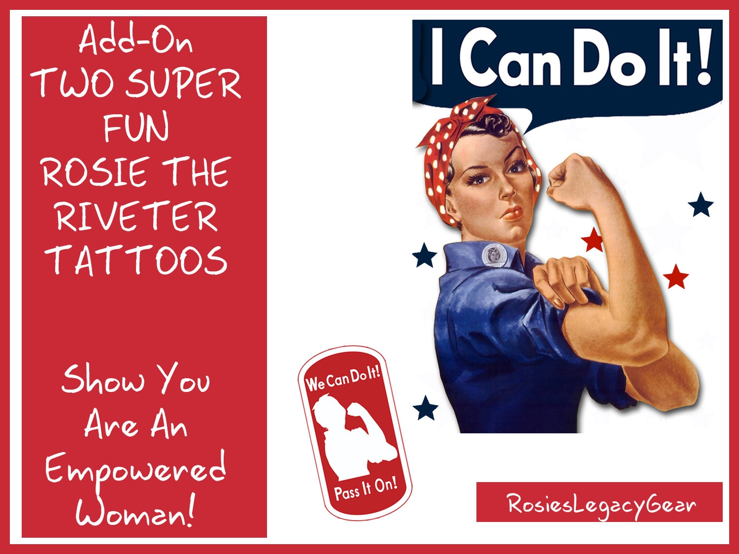 We Can Do It 25mm 1" Pin Badge Rosie Riveter Vintage Feminist Retro WW2 