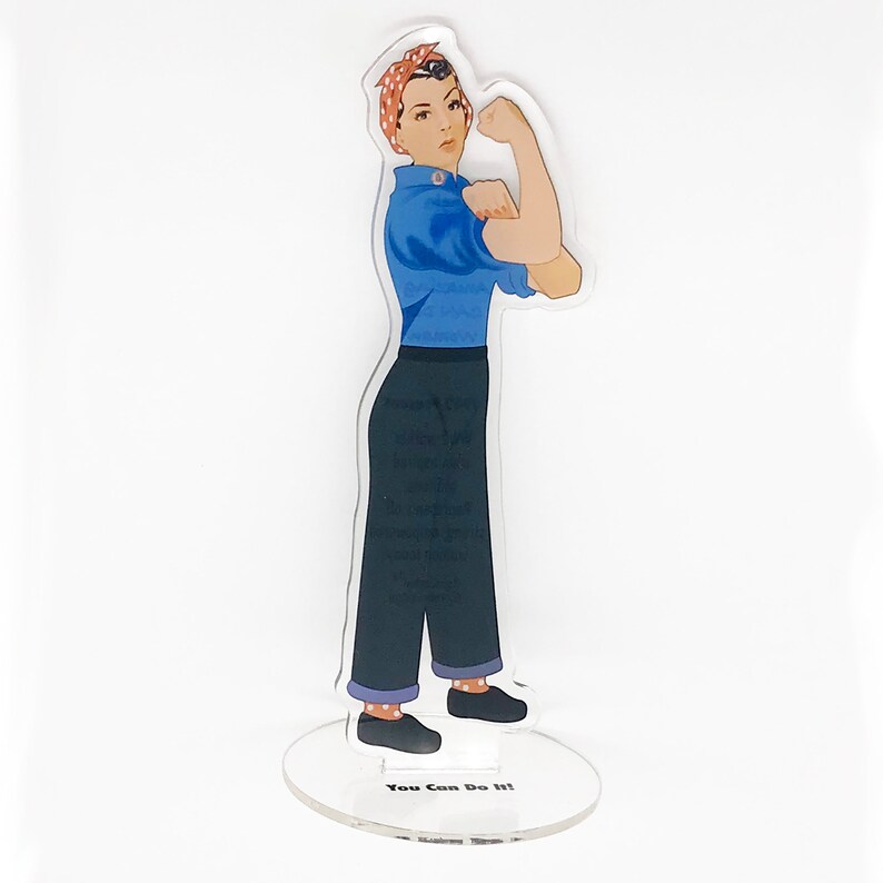 WW2 Acrylic Figure of ROSIE THE RIVETER. Inspirational Message. Iconic We Can Do It Figure. America250 Acrylic Figure image 2