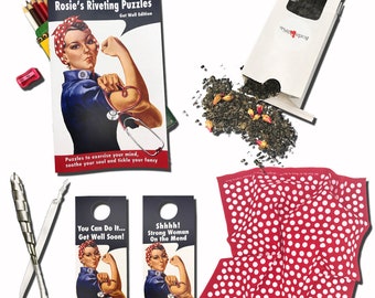 Get Well Recovery Kit Gift Set, Inspired by Rosie the Riveter, 5 Items