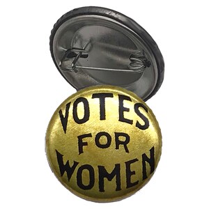 Suffragette 3 Item VOTES FOR WOMEN Accessory Kit Authentic Style Gold Sash, Gold Button, Suffrage Hand Sign. image 4