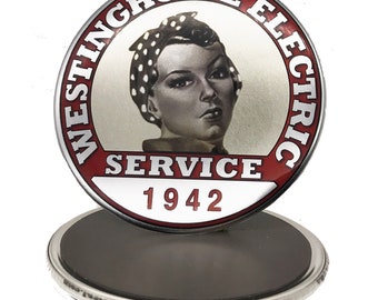 Rosie the Riveter Magnet Pin, Fridge Magnet, WW2 Rosie the Riveter Employment Badge as Refrigerator Magnet