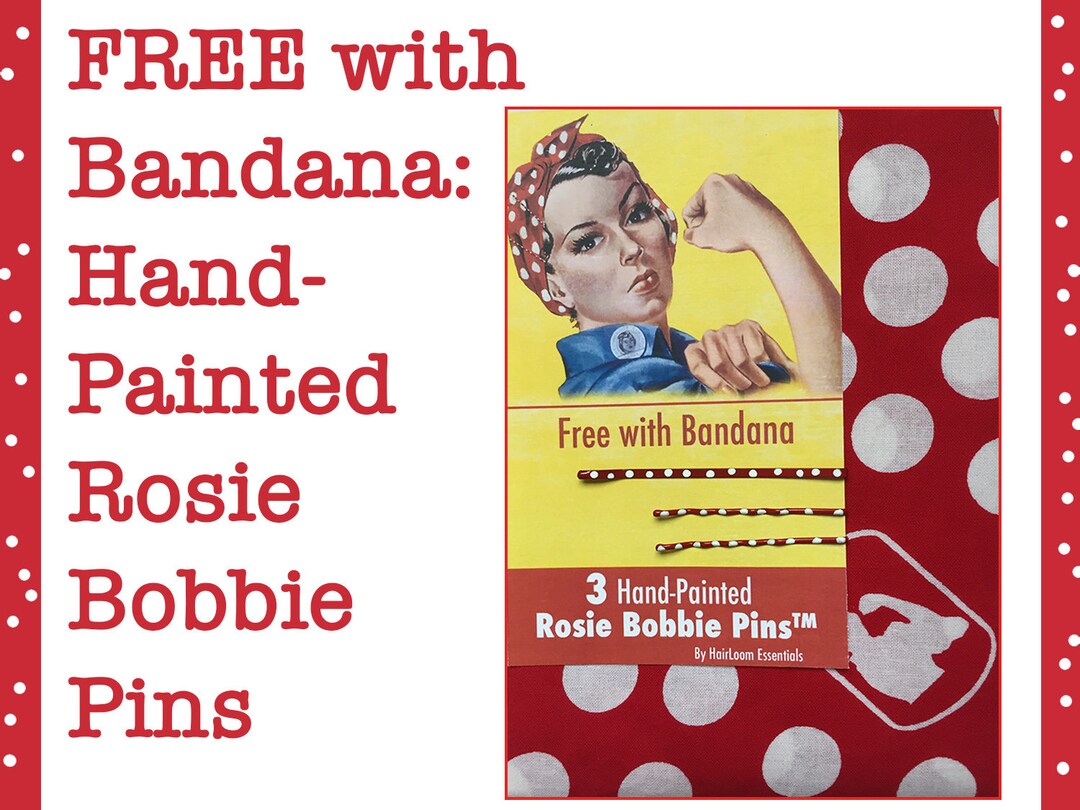 Rosie the Riveter Bandana Rosie Headscarf Rosie Headband. FREE GIFT
