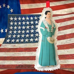 ABIGAIL ADAMS Ornament. America250 Women Series. Founding Mother. Rights for Women Advocate. Add-On Abigail Button. 1776 Strong image 2