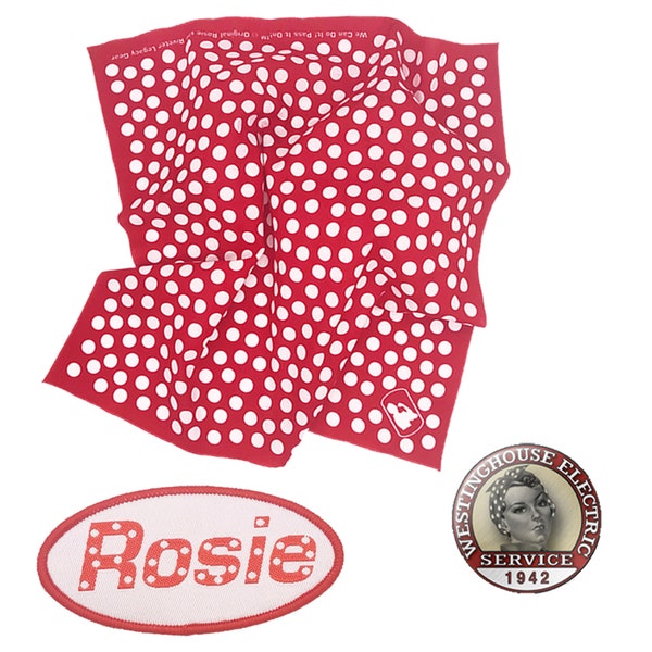 Get the Rosie the Riveter Look, Just for Fun 3-Item Dress Up Play Costume Set. Includes Bandana, Collar Pin, Name Patch. Gift