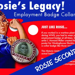 SECONDS SALE / MINOR Flaws. Rosie the Riveter Collar Pin, Rosie the Riveter Employment Pin. Historically Accurate Rosie Enamel Pin afbeelding 1