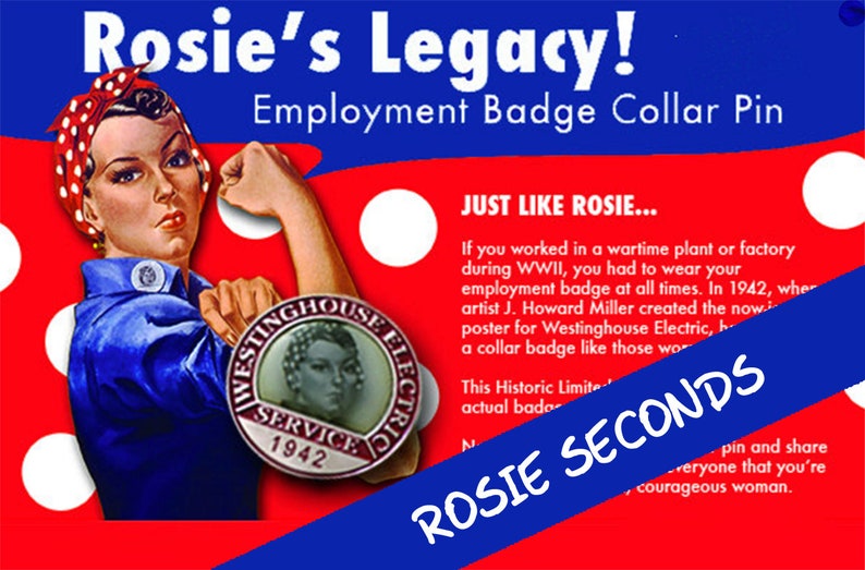 SECONDS SALE / MINOR Flaws. Rosie the Riveter Collar Pin, Rosie the Riveter Employment Pin. Historically Accurate Rosie Enamel Pin image 1