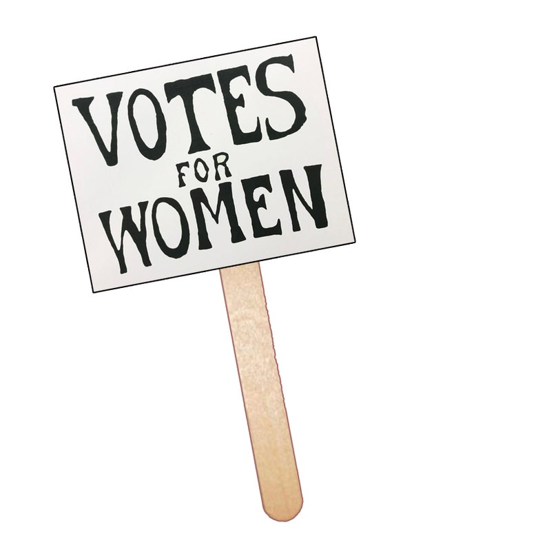 Great for Parties. 4 Suffrage Sashes and 4 VOTES FOR WOMEN Signs Party Pack