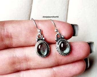 Handmade Aquamarine Sterling Silver Earrings, Boho Dangle Earrings