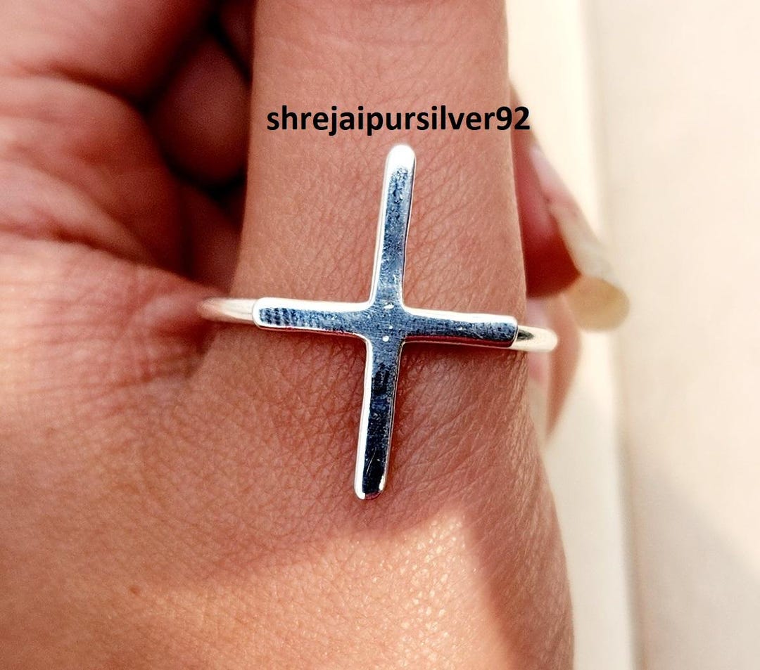 Handmade Cross Sterling Silver Wide Band Ring - Etsy