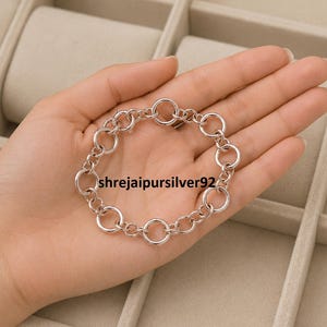Silver Oxidized Link Chain Bracelet, Unisex Bracelet, 925 Sterling Silver, Gift For Christmas, Handmade Bracelet, Valentine's Day Gift,