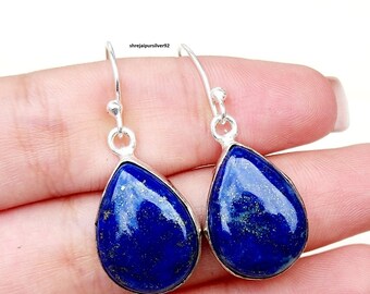 Lapis Lazuli Ohrring, 925 Sterling Silber, handgemachter Ohrring, Frauen Ohrring, Party Wear Ohrring, Edelstein Ohrring, Geschenk für Weihnachten.