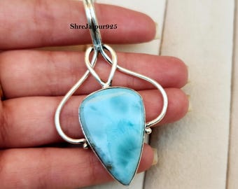 Handmade Larimar Pendant, 925 Stealing Silver Statement Pendant, Stylish Christmas Gift