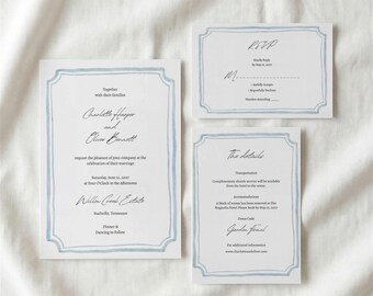 Digitale Hochzeitseinladungs-Vorlage, bearbeitbares Hochzeitseinladungs-Set, QR-Code-RSVP-Karte, minimalistisches Hochzeitspaket, Canva-Hochzeit