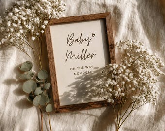 Annonce de grossesse neutre, modèle numérique minimaliste pour révéler la naissance de bébé, personnalisable avec Canva et les réseaux sociaux