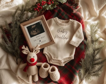 Christmas Baby Announcement Digital Template | Editable Canva | Winter Pregnancy Reveal | Holiday Social Media Post