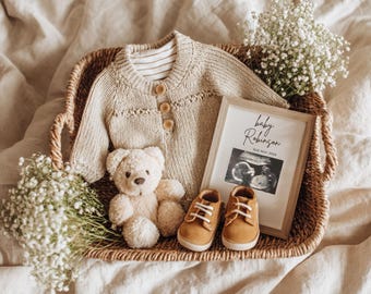 Minimal Pregnancy Baby Reveal Digital Template : Editable Canva, Minimalist Neutral Baby Pregnancy Announcement
