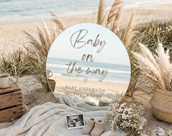 Baby On The Way Pregnancy Announcement Digital Template : Editable with Canva, Mirror Pregnancy Announcement, Instant Download, Social Media