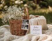 Minimal Baby Announcement Template: Editable Canva (Digital Download), Neutral Gender Reveal, Social media Reveal, Ultrasound Photo