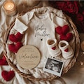 Valentine Baby Minimal Announcement Template: Heart Pregnancy Reveal, Canva Template (Digital Download) product logo