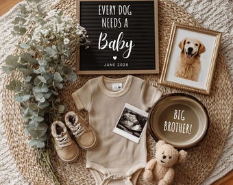 Dog Big Brother Pregnancy Announcement Template – Every Dog Needs a Baby Reveal, Editable Canva Social Media Baby Announcement