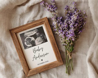 Minimal Pregnancy Baby Reveal Digital Template : Editable Canva, Minimalist Neutral Baby Pregnancy Announcement lilac