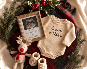 Christmas Baby Announcement Digital, Baby on the Way Pregnancy Reveal, December Baby Announcement, Holiday Canva Template