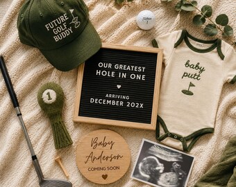 Golf Pregnancy Announcement Template, Golf Baby Reveal Canva Template, Hole In One Baby Announcement, Golf Lover Pregnancy Reveal
