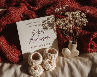 Valentine's Day Baby Announcement Digital Template: Editable Valentine Baby Reveal, Canva Pregnancy, Valentine's Day Pregnancy