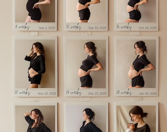 Pregnancy Weekly Photo Digital Template(8 to 40 Weeks Polaroid Style) : Editable Canva Template, Maternity Memory Keepsake, Instant Download