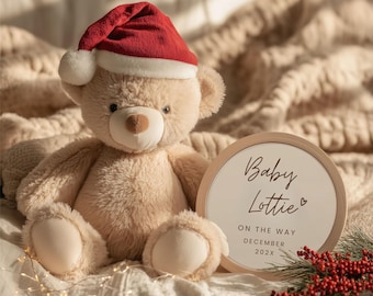 Simple Christmas Digital Pregnancy Announcement Template : Editable with Canva, Social Media Reveal, Cozy Baby Reveal