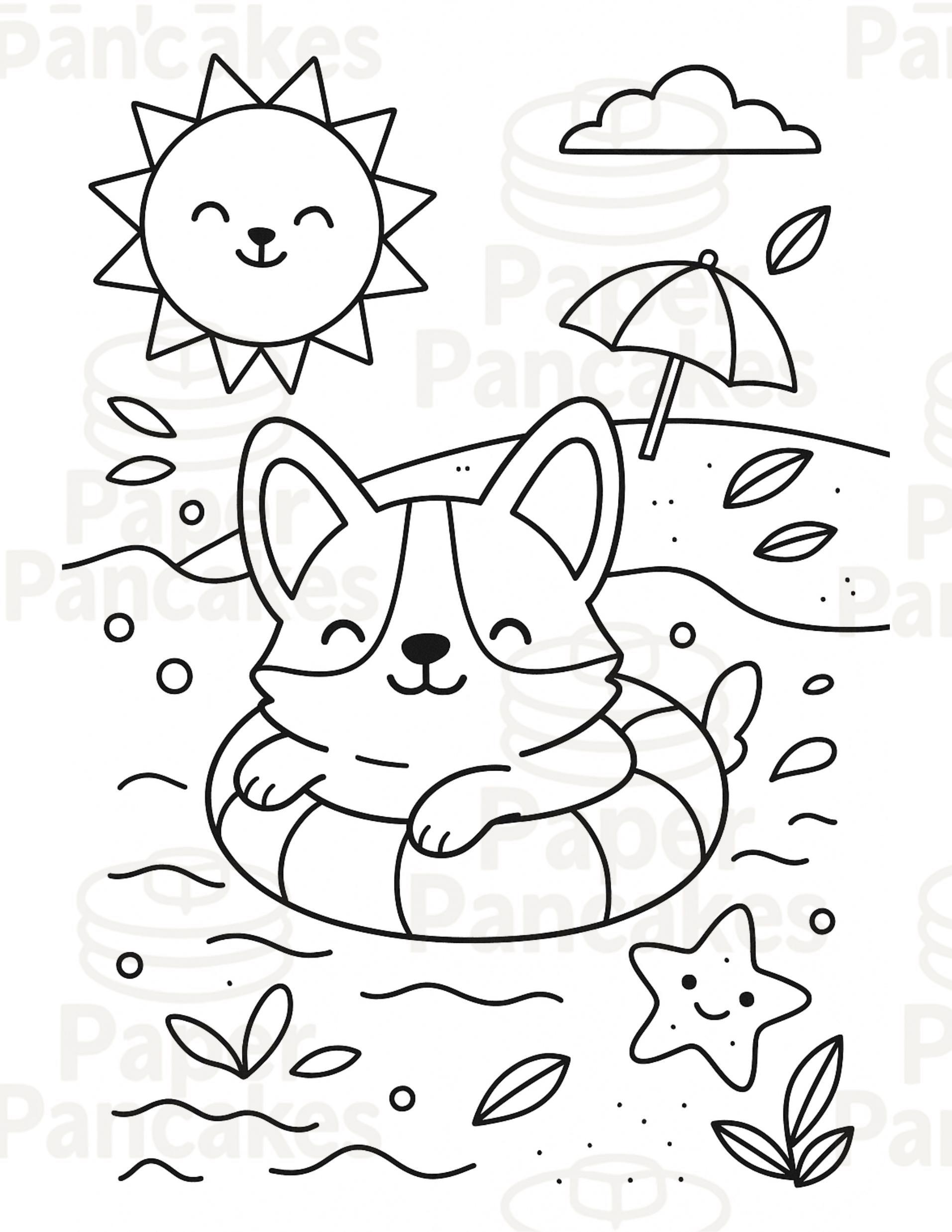 44 Easy Starfish Crafts for Kids 26 Swimming Corgi Coloring Page Cute Beach Puppy Dog Printable Summer…