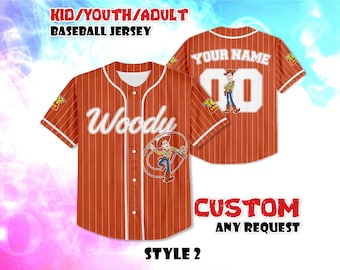 Custom Toy Story Woody Baseball Jersey, Personalized Disney Pixar Shirt