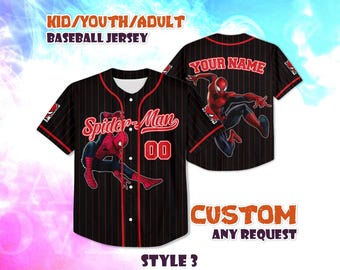 Custom Spider-Man Baseball Jersey, Personalized Superhero Shirt