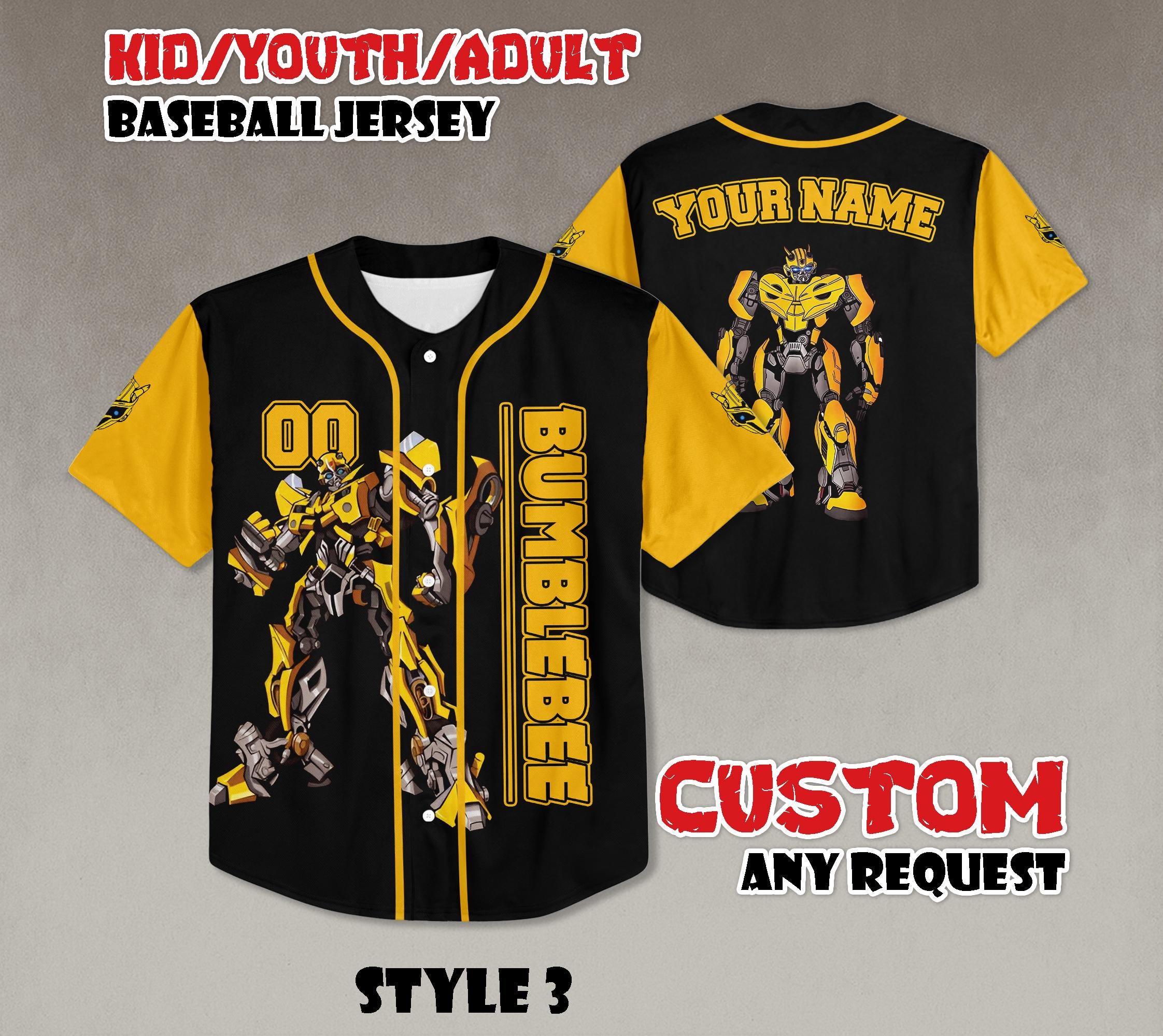 Transformers Ramp Baseball Custom Bumblebee Transformers Baseball Jersey, Personalized Fan Gift - Etsy