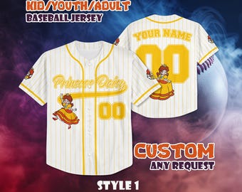 Maglia da baseball personalizzata con la Principessa Daisy, maglietta di Super Mario per bambini, ragazzi e adulti