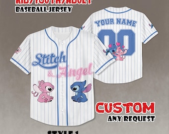 Custom Stitch and Angel Baseball Jersey, Disney Couple Shirt