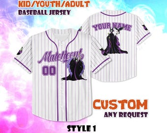 Custom Maleficent Baseball Jersey, Disney Villain Shirt