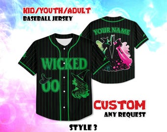 Maglia da baseball Wicked personalizzata, maglietta Elphaba e Glinda