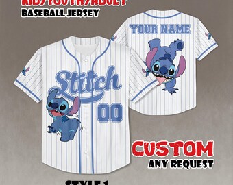Maillot de baseball personnalisé avec créature extraterrestre bleue, T-shirt de film d'animation personnalisé
