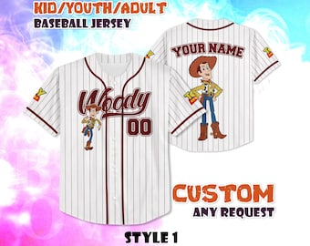 Custom Toy Story Woody Baseball Jersey, Personalized Disney Pixar Shirt