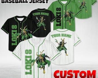 Maglia da baseball personalizzata Marvel Loki, maglietta da supereroe personalizzata
