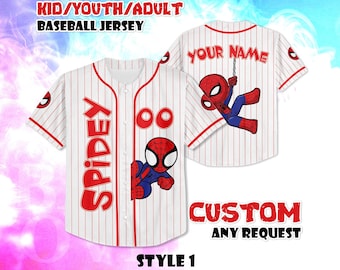 Custom Spidey and Friends Baseball Jersey: Superhero Birthday Gift
