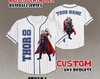 Camiseta de béisbol personalizada de Thor, camiseta del equipo de los Vengadores, regalo de superhéroe