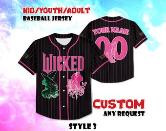 Maglia da baseball Wicked personalizzata, maglietta Elphaba e Glinda