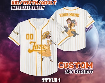 Maglia da baseball personalizzata di Jane Porter, maglietta Disney personalizzata ispirata al film Tarzan, regalo per i fan di Jane Porter, completo coordinato per un viaggio a Disneyland